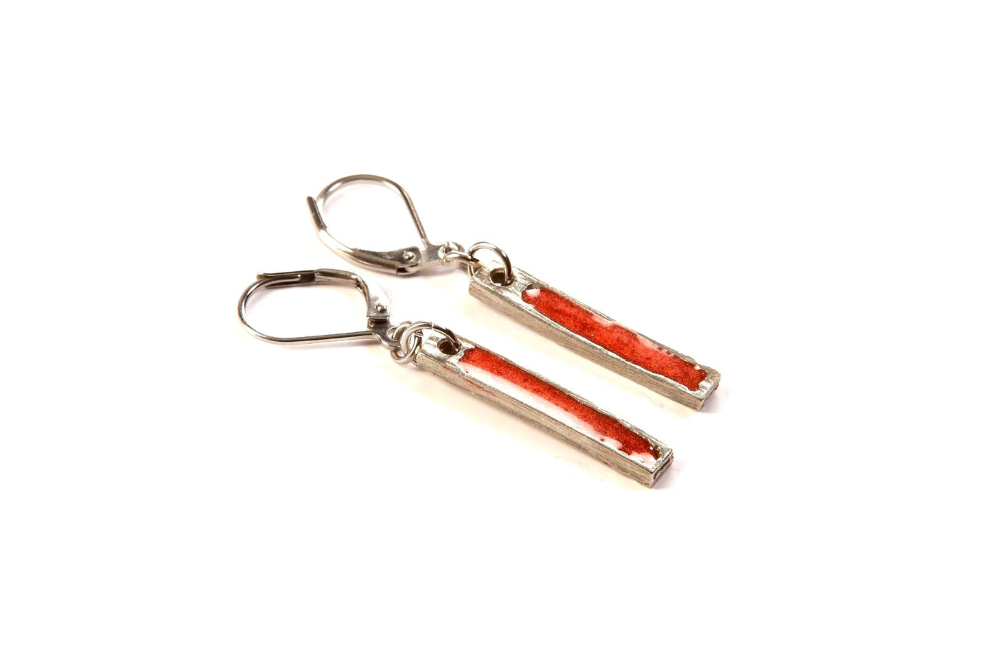 Suspendues à l'oreille Tige Art 24mm Naturel - Rouge Bijoux