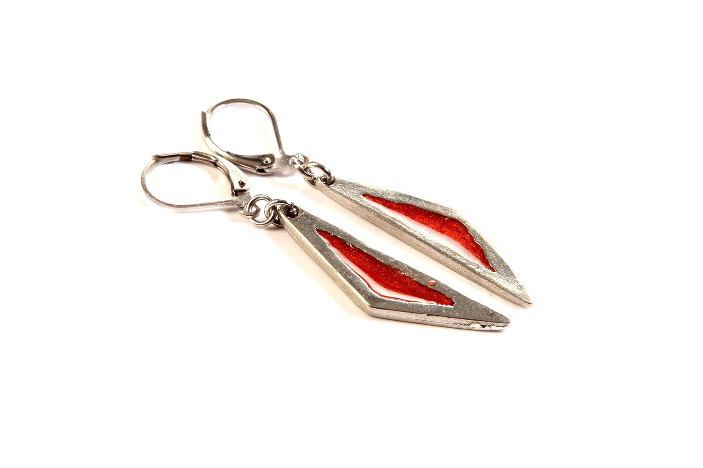 Suspendues à l'oreille Petit Triangle 32mm Naturel - Rouge Bijoux