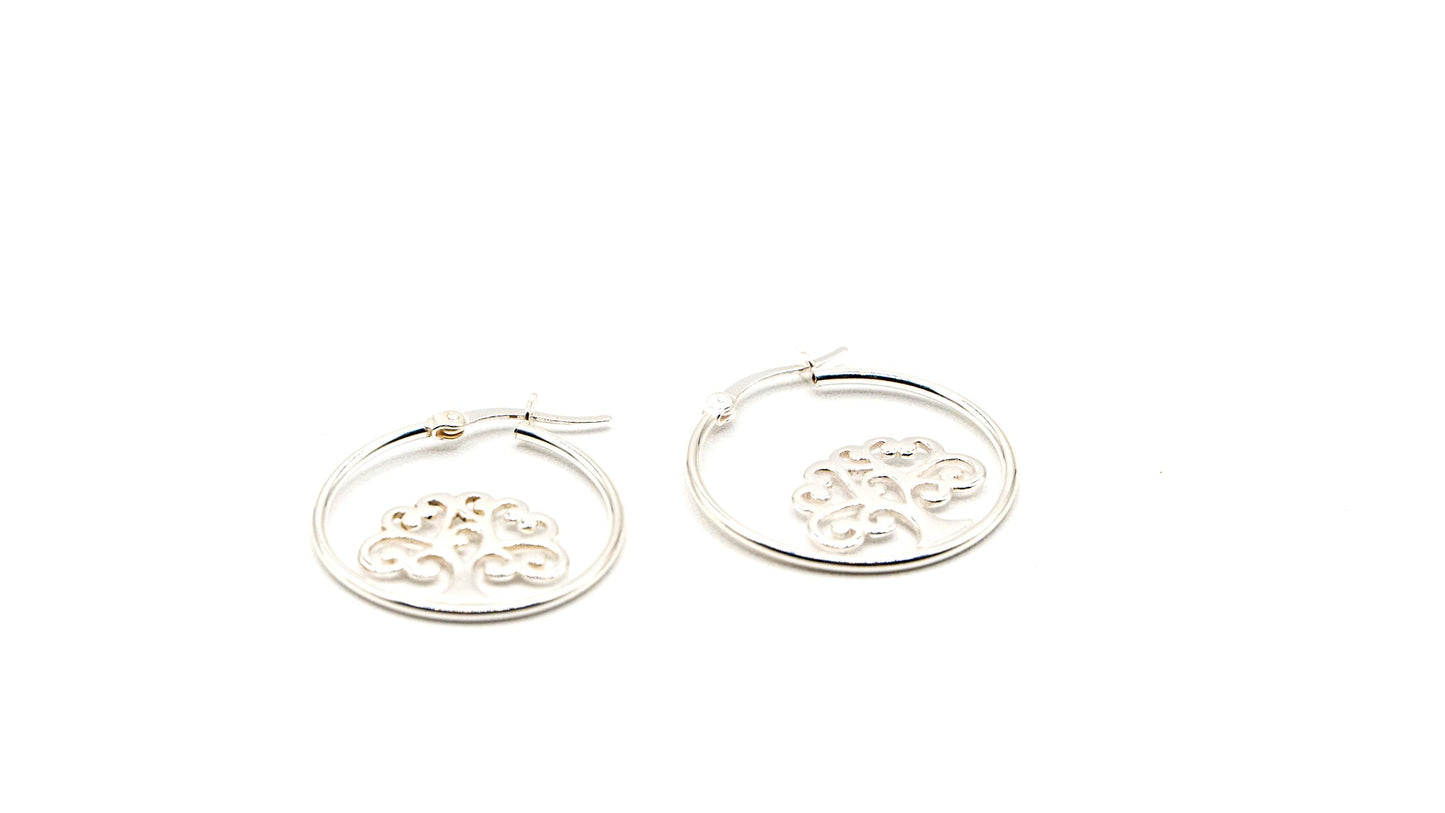 Anneaux Arbre de vie - Rouge Argent 925