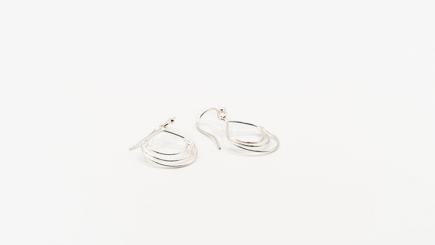 Boucles d'oreilles - Ondes - Rouge Argent 925