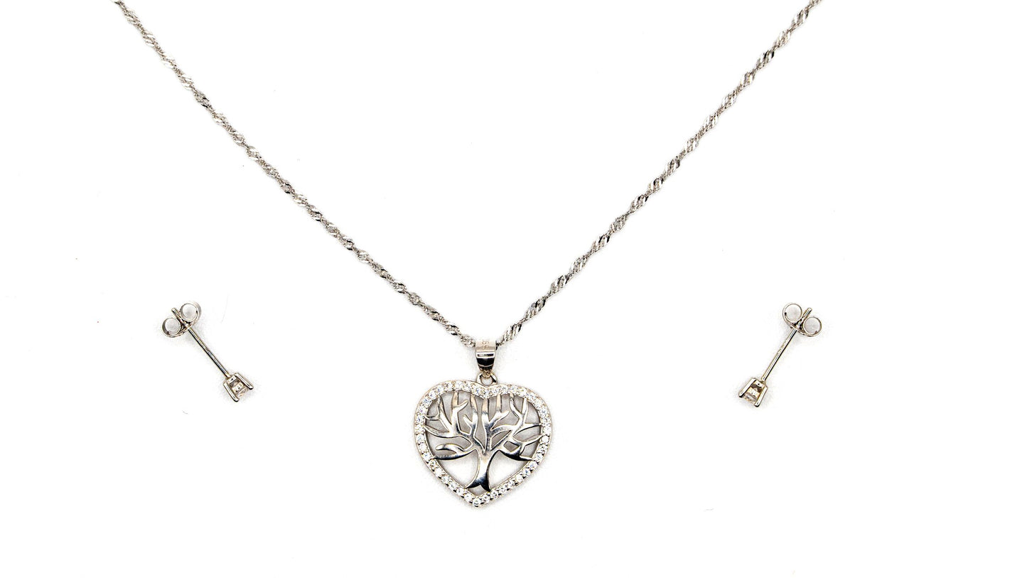 Collier Coeur d'arbre de vie - Rouge Argent 925