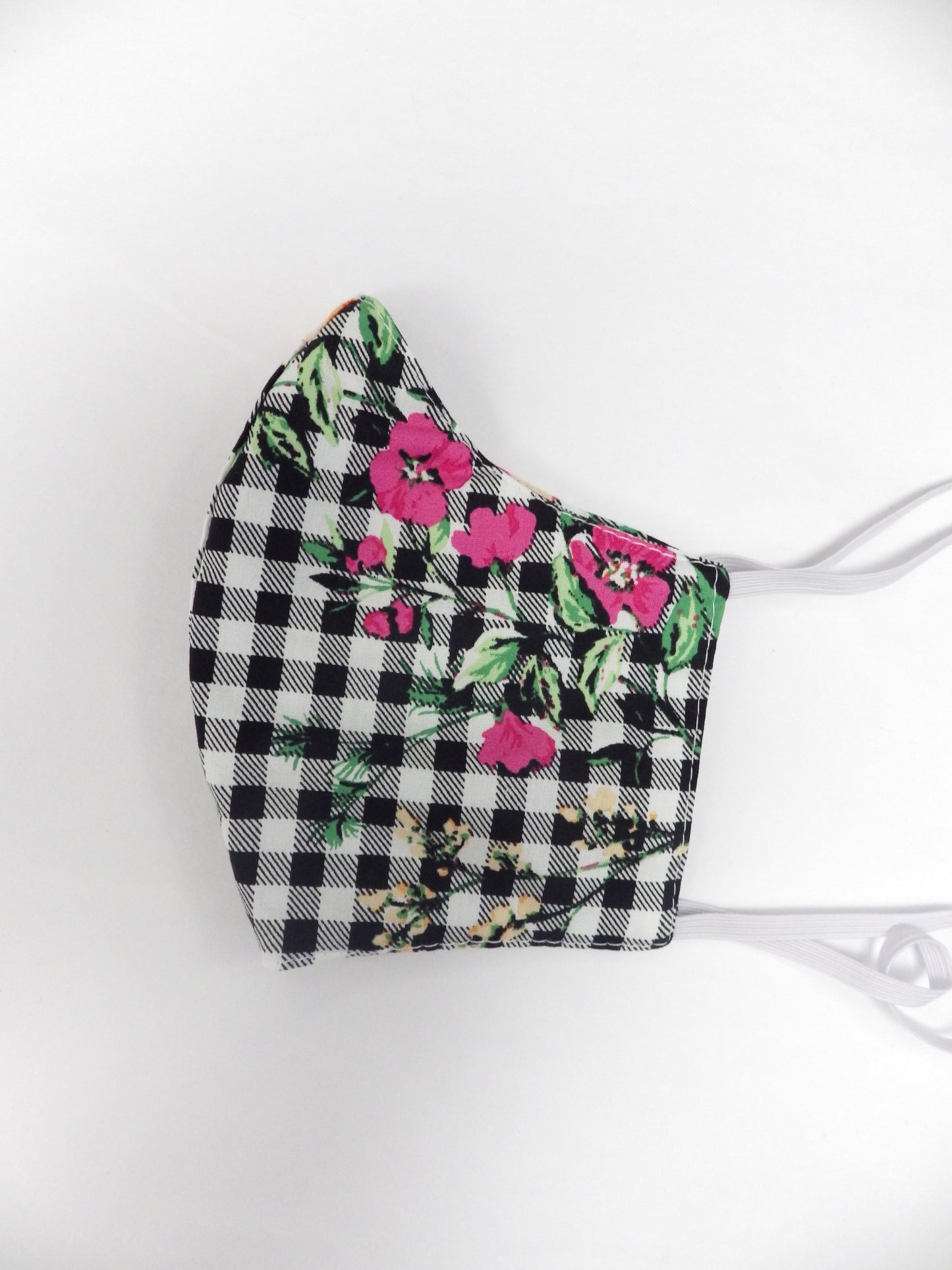 Carreaux noirs et blancs & fleurs