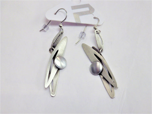 Boucles d'oreilles longues gris mat - Christophe Poly