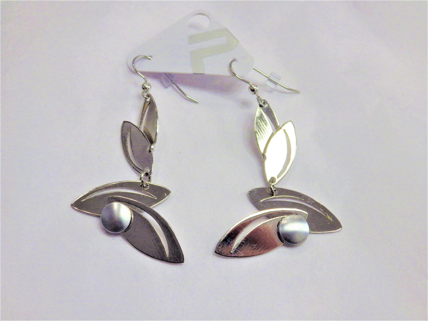 Boucles d'oreilles longues gris brillant - Christophe Poly