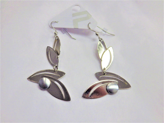 Boucles d'oreilles longues gris brillant - Christophe Poly