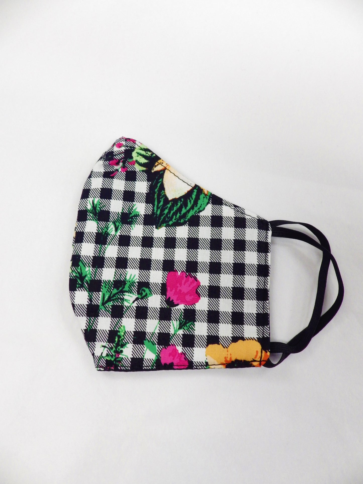 Carreaux noirs et blancs & fleurs