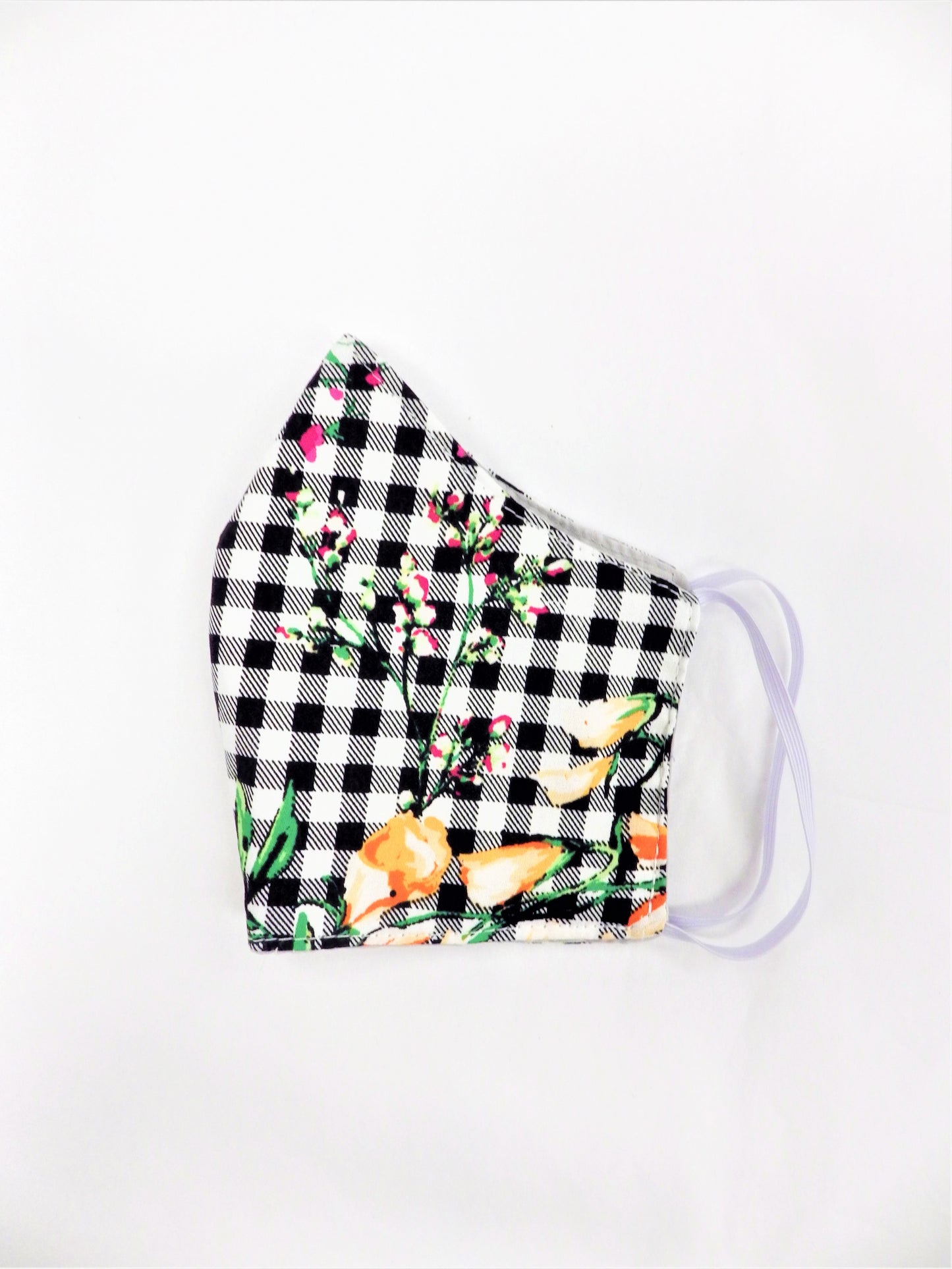 Carreaux noirs et blancs & fleurs