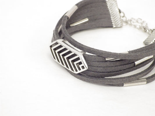 Bracelet cuir et inox - MJ Bijoux
