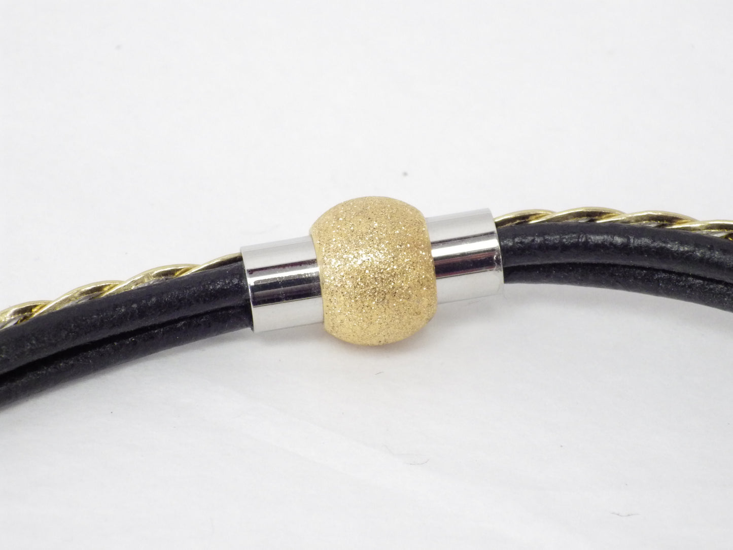 Collier/Bracelet noir avec attache pailleté or, tresse doré - MJ Bijoux