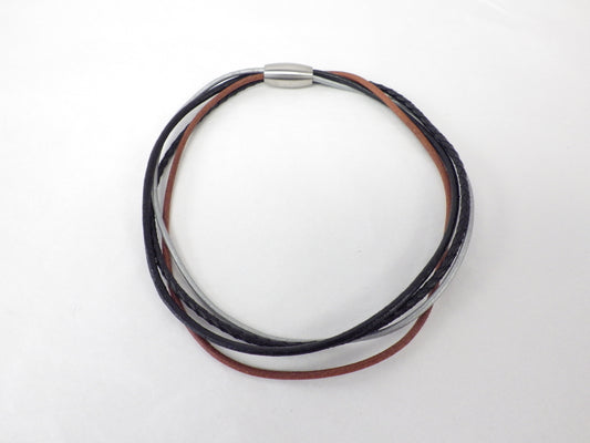 Collier/Bracelet noir, brun et argent (avec ou sans tresse) - MJ Bijoux