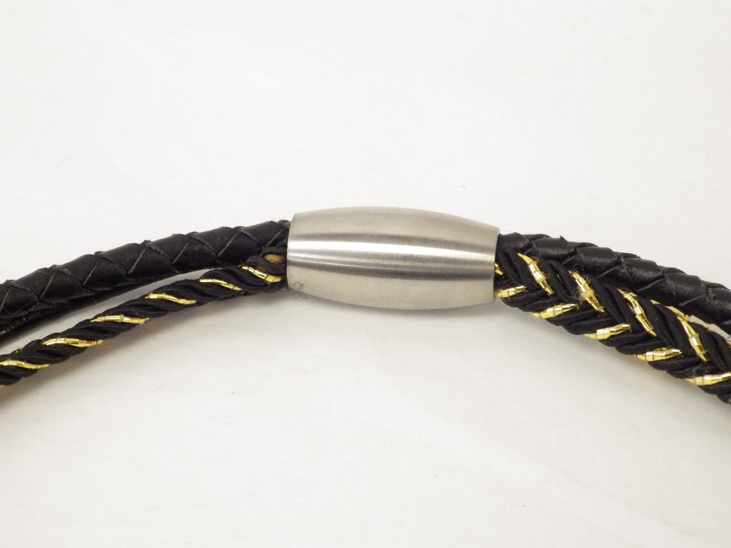 Collier/Bracelet tresse noire et dorée- MJ Bijoux