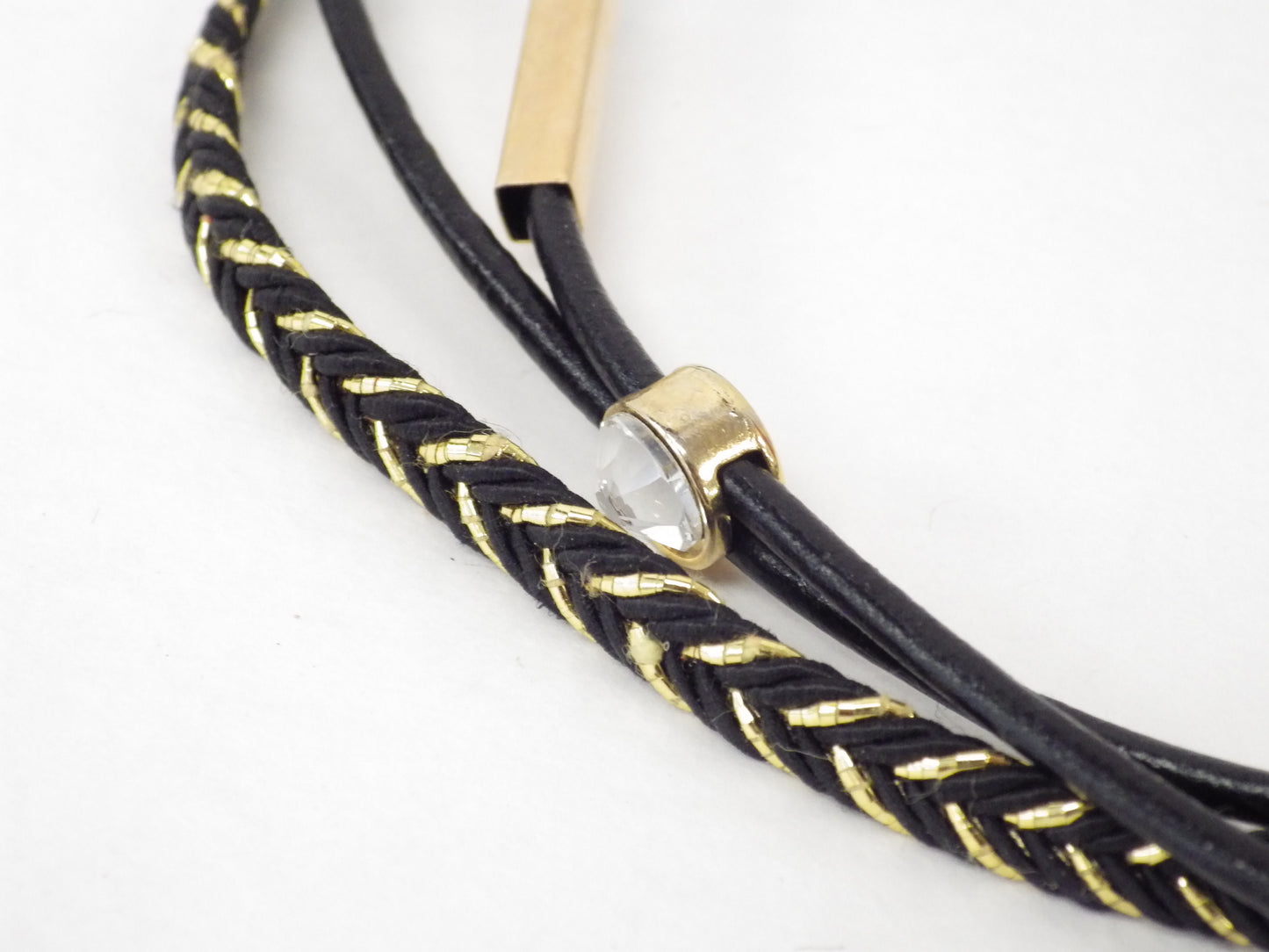 Collier/Bracelet tresse noire et dorée- MJ Bijoux