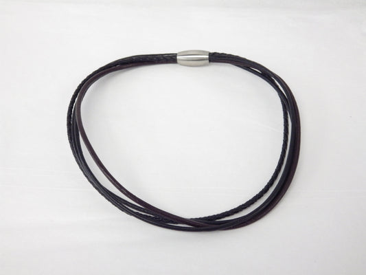 Collier/Bracelet avec file tresse noir et brun - MJ Bijoux