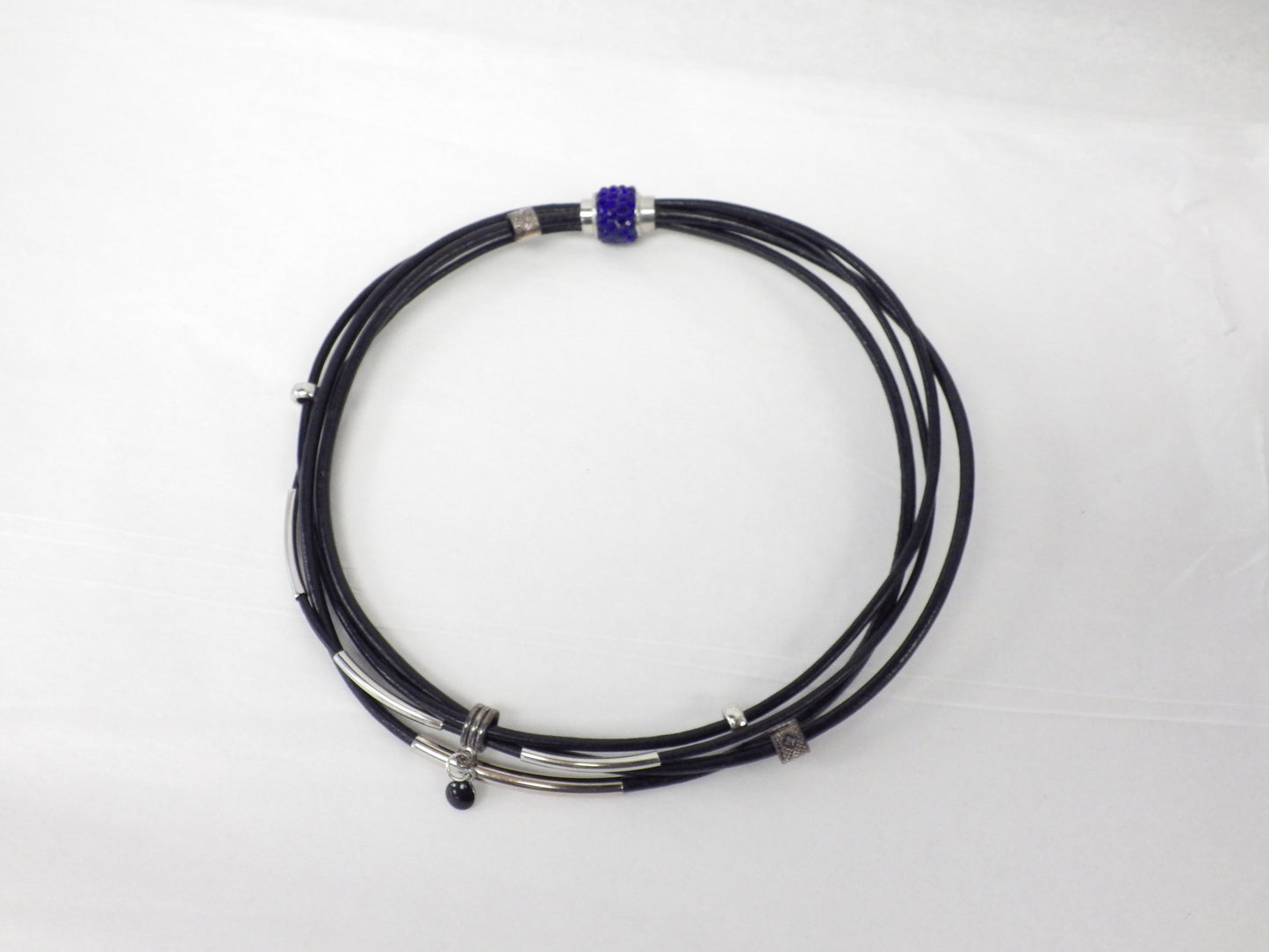 Collier/Bracelet attache bleue avec médaillon - MJ Bijoux