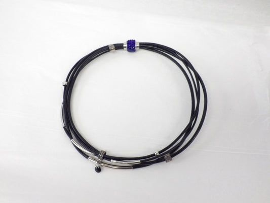 Collier/Bracelet attache bleue avec médaillon - MJ Bijoux