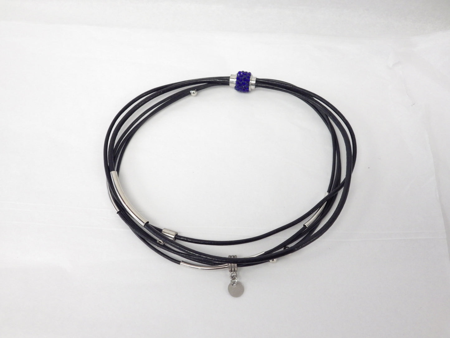 Collier/Bracelet attache bleue avec médaillon - MJ Bijoux