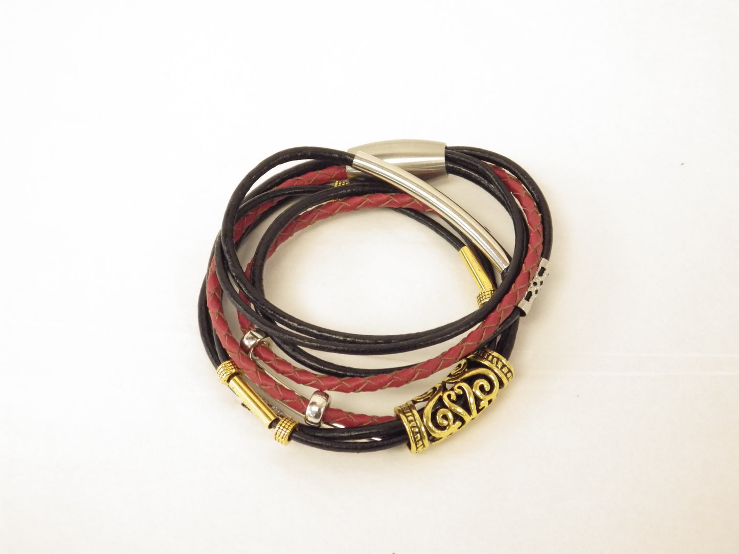 Collier/Bracelet avec tresse rouge - MJ Bijoux