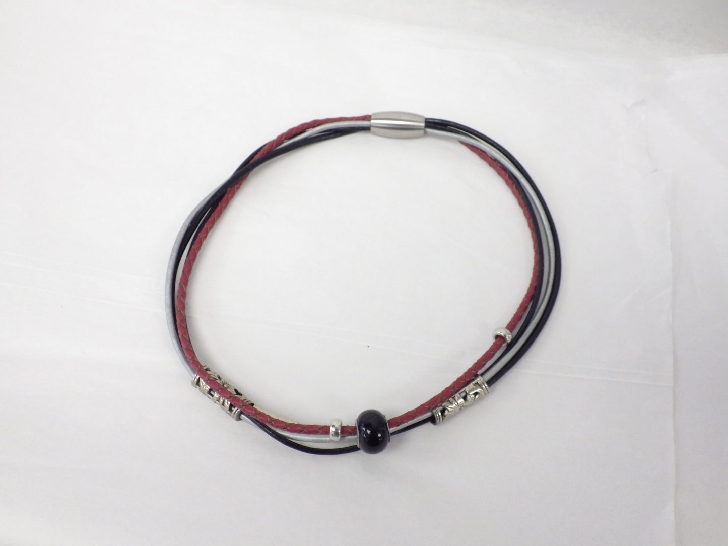 Collier/Bracelet avec tresse rouge - MJ Bijoux