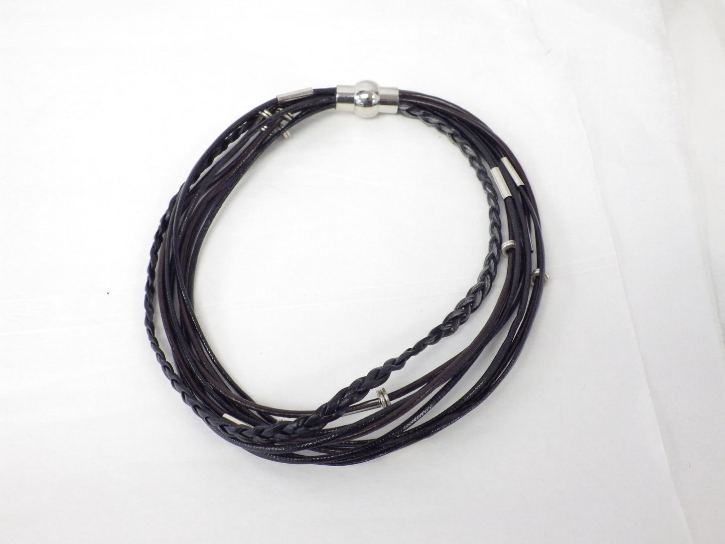 Collier/Bracelet avec files bruns et noirs multiples - MJ Bijoux