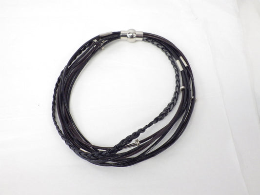 Collier/Bracelet avec files bruns et noirs multiples - MJ Bijoux