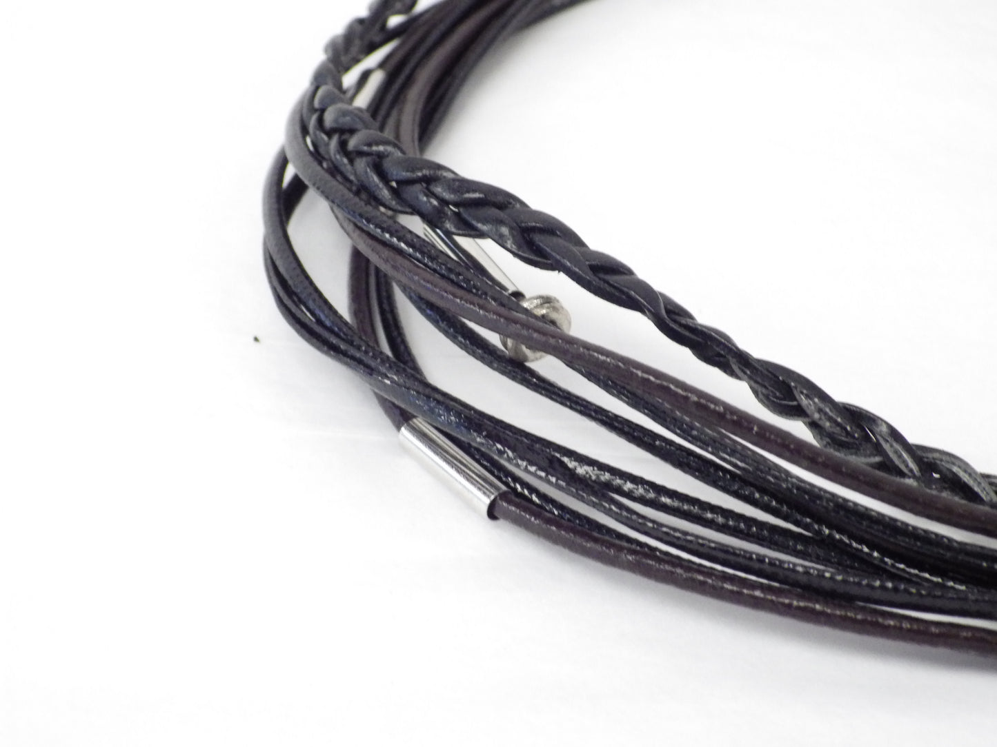 Collier/Bracelet avec files bruns et noirs multiples - MJ Bijoux