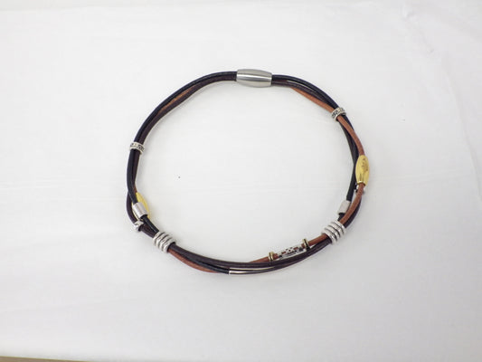 Collier/Bracelet avec files bruns et noirs - MJ Bijoux