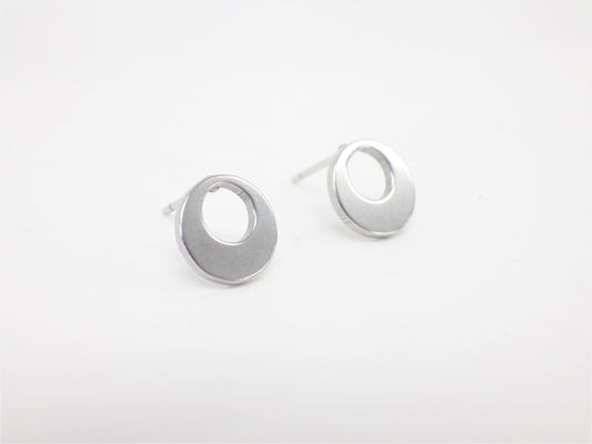 BO petites rondes asymétriques argent - Rouge Inox