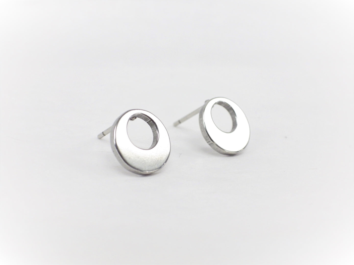 BO petites rondes asymétriques argent - Rouge Inox