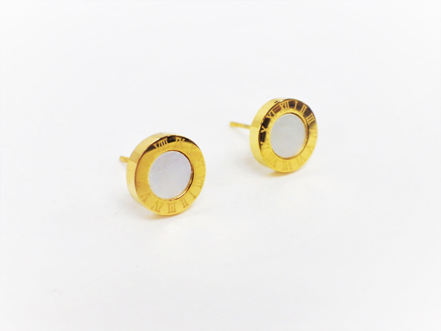 BO petites rondes or email chiffres romains - Rouge Inox