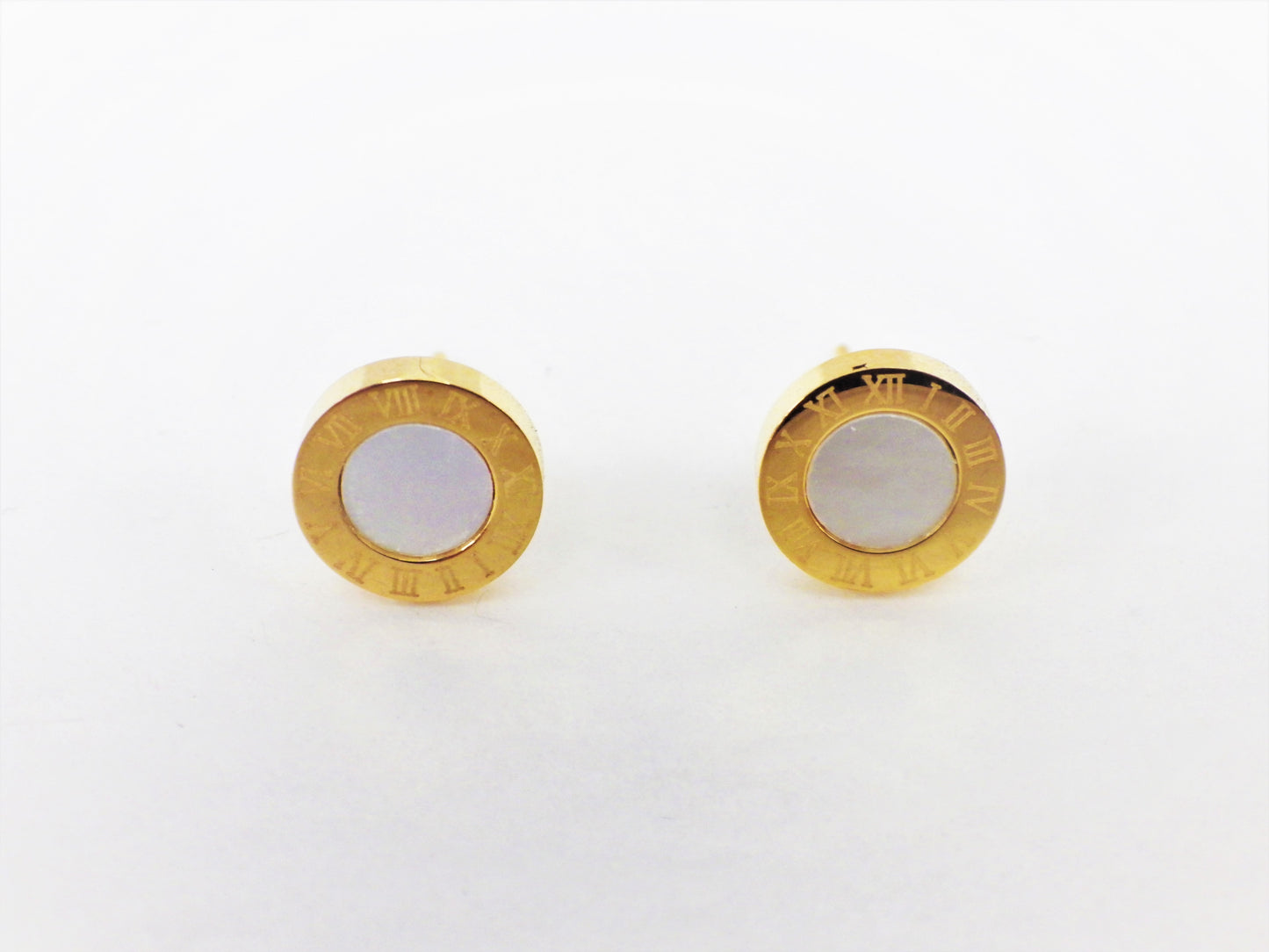 BO petites rondes or email chiffres romains - Rouge Inox