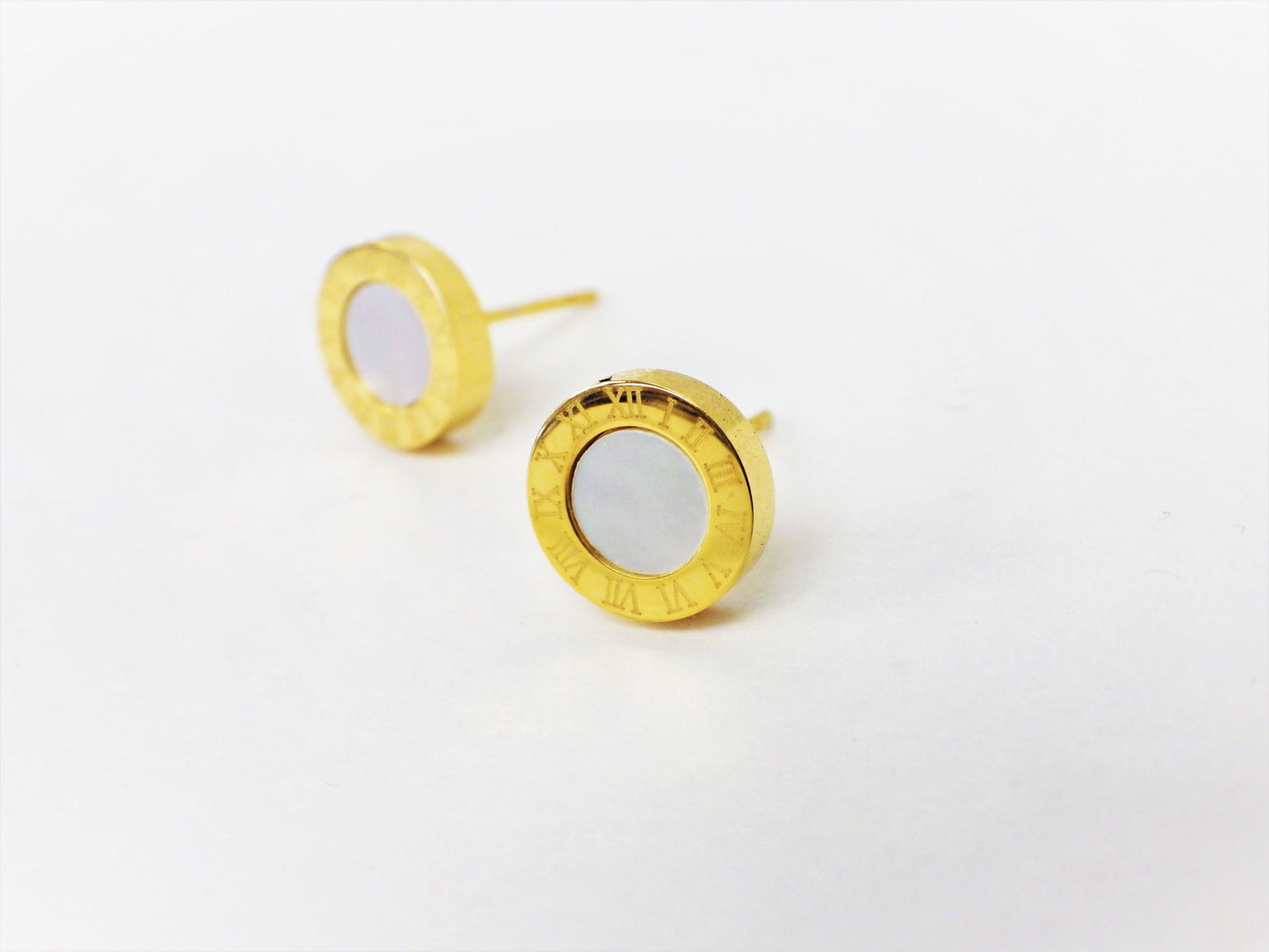 BO petites rondes or email chiffres romains - Rouge Inox