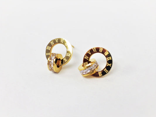 BO Ronde Double Chiffres Romain Inox Or - Rouge Inox