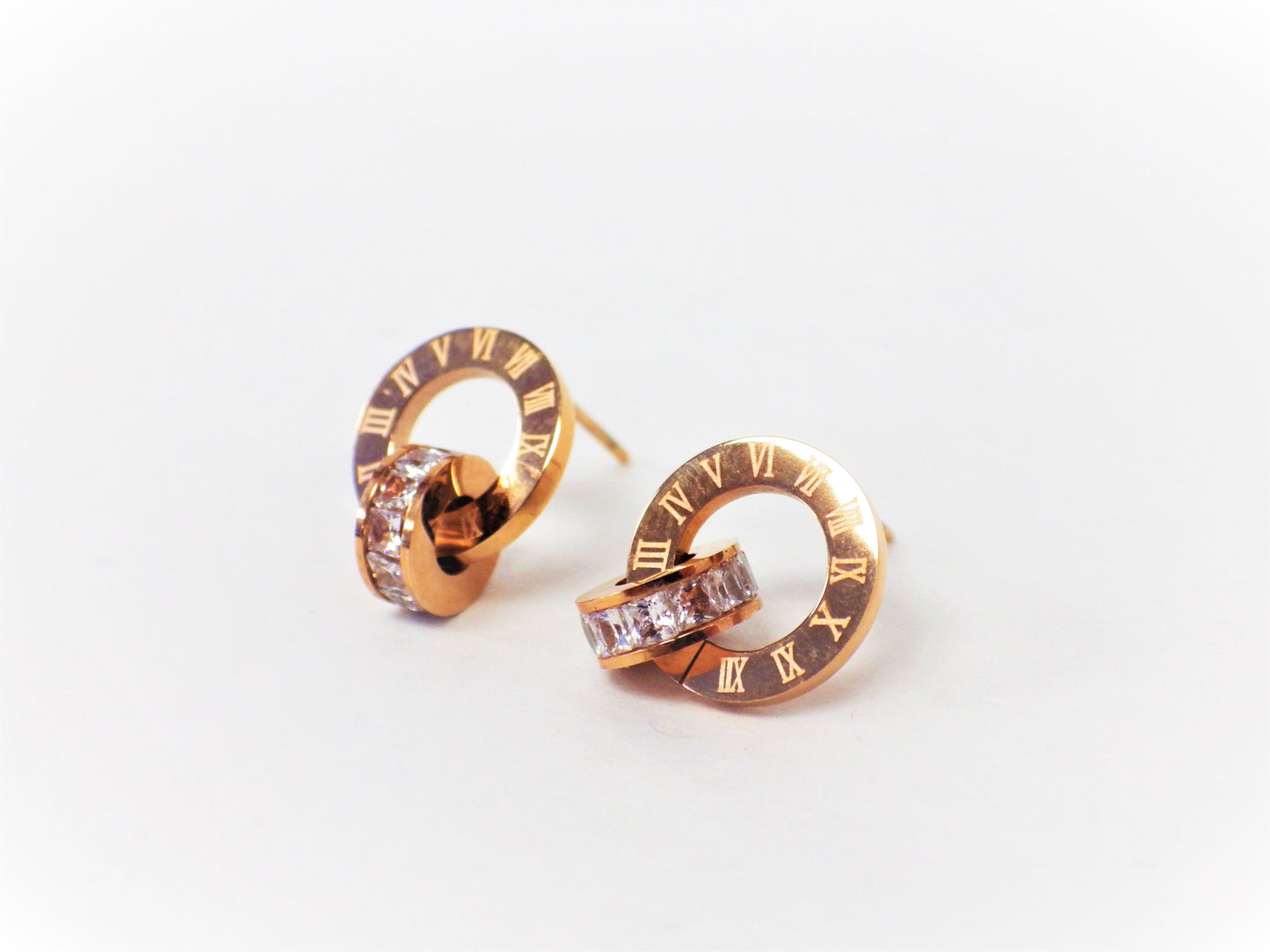 BO Ronde Double Chiffres Romain Inox Or Rose - Rouge Inox