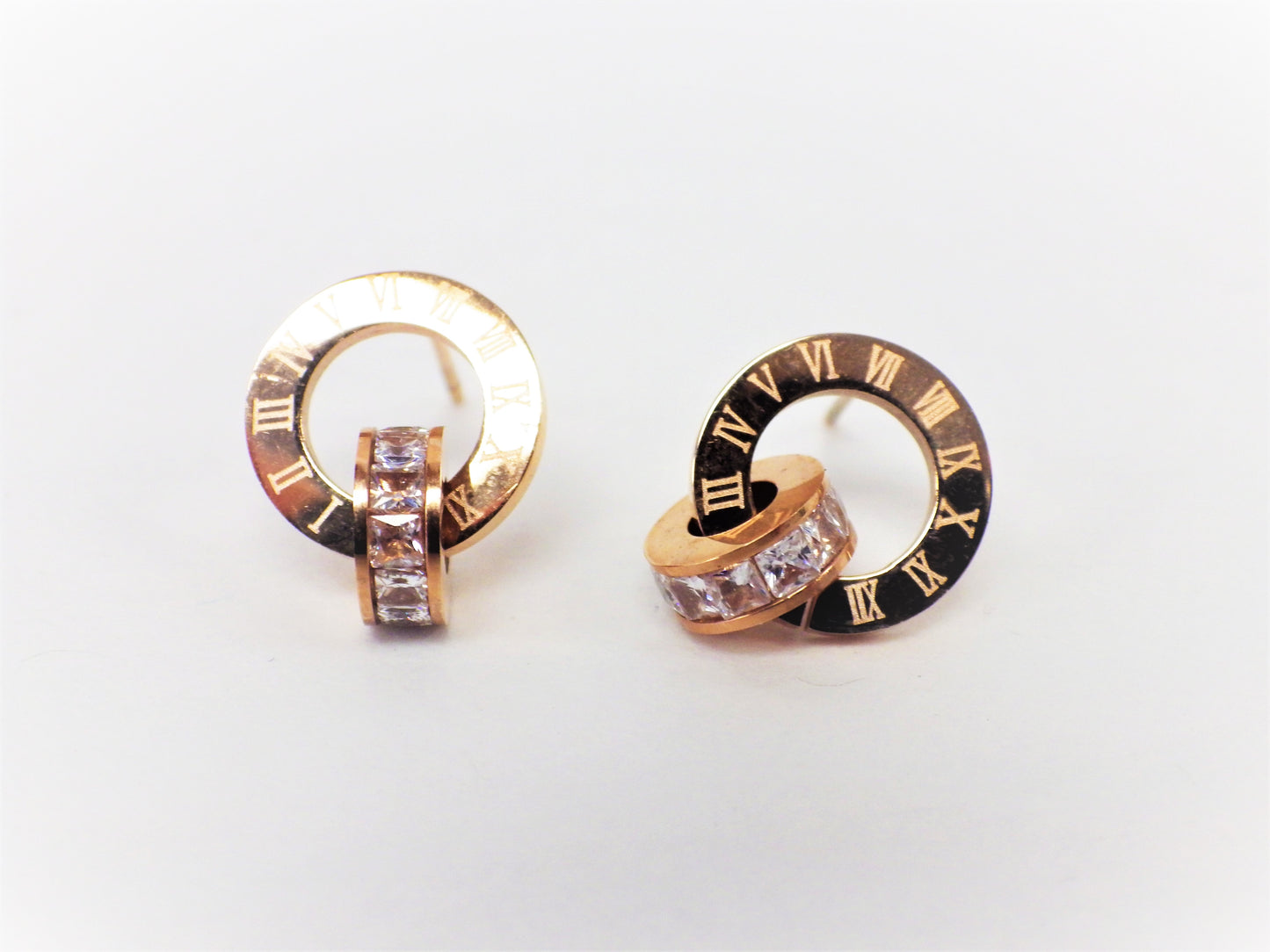 BO Ronde Double Chiffres Romain Inox Or Rose - Rouge Inox