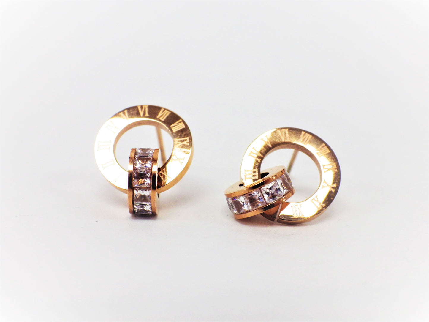 BO Ronde Double Chiffres Romain Inox Or Rose - Rouge Inox