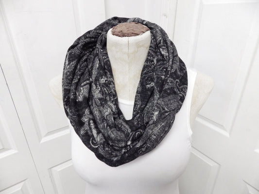 Foulard charcoal fleuri gris - Baluchon
