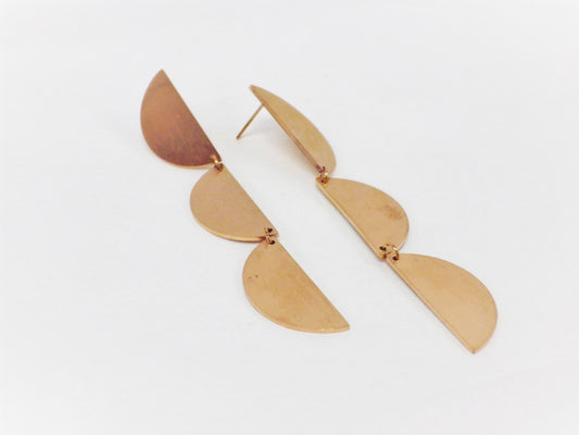 BO Triple demi-cercle suspendus Inox Or rose - Rouge Inox