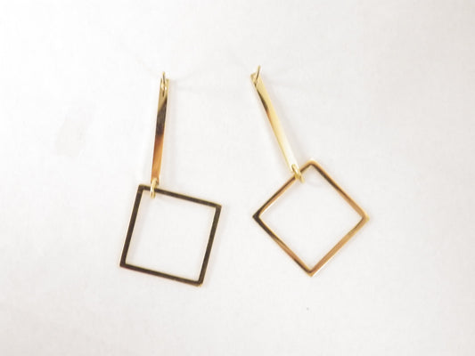 BO losange avec tige or- Rouge inox