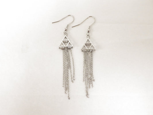 BO triangle avec chaîne argent- Rouge inox