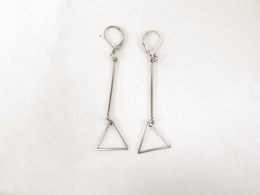 BO tige et triangle argent- Rouge inox