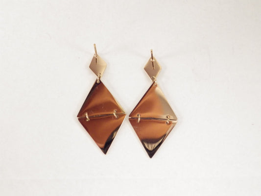 BO losange en triangle or rose- Rouge inox