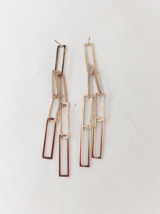 BO grosse chaîne et rectangle or rose - Rouge inox