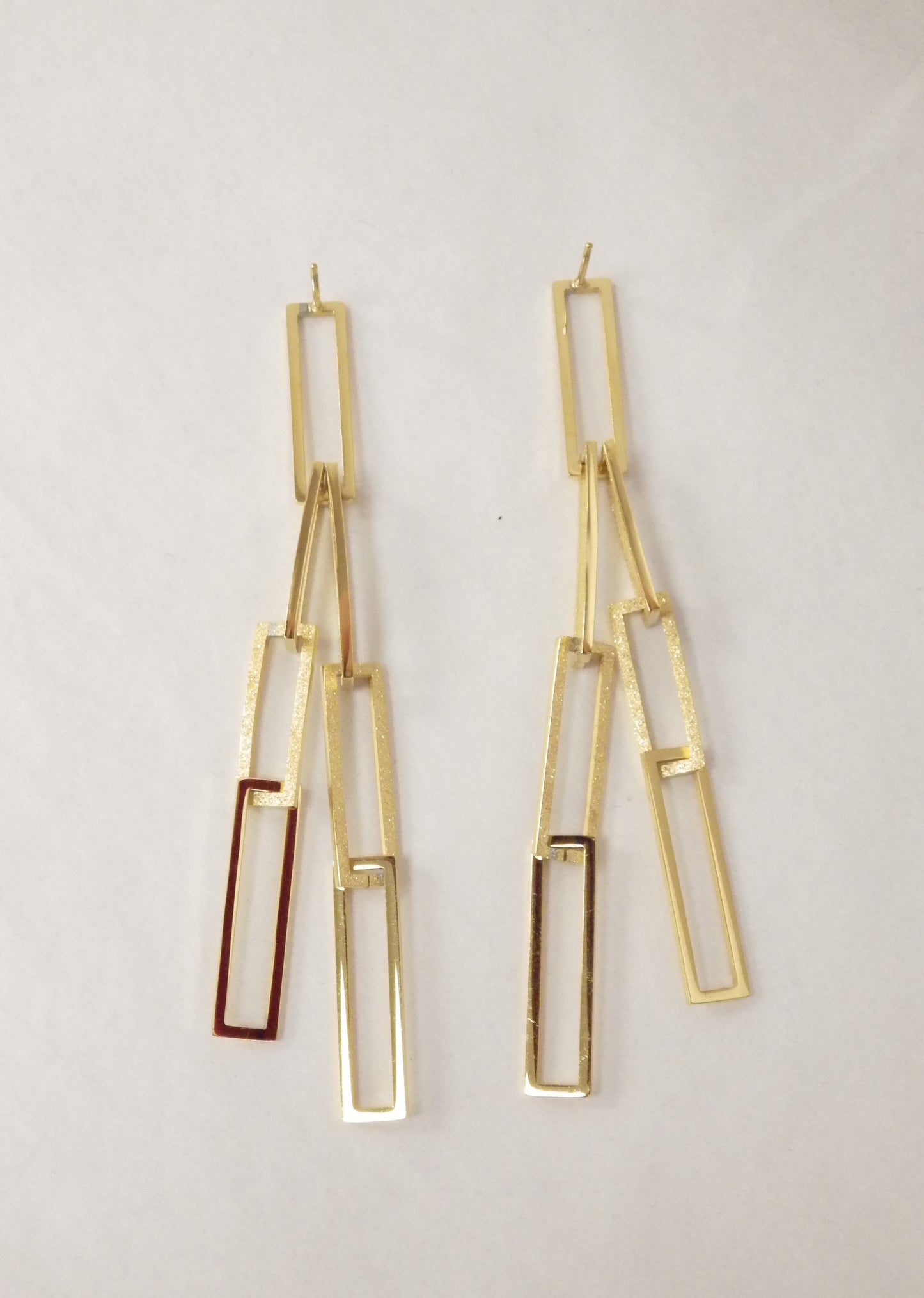 BO grosse chaîne et rectangle or - Rouge inox