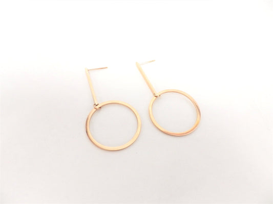 BO cercle et tige or rose - Rouge inox