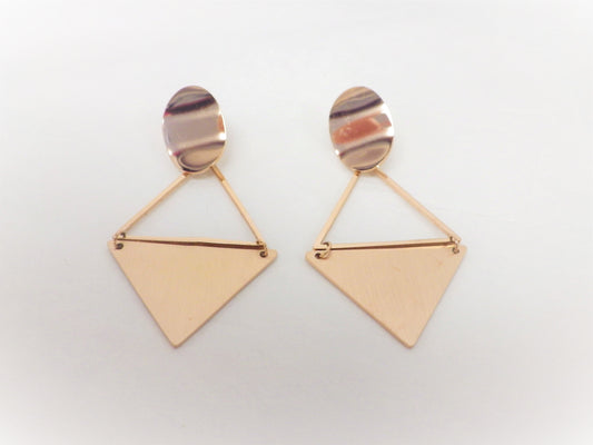 BO ovales et triangles or rose- Rouge inox