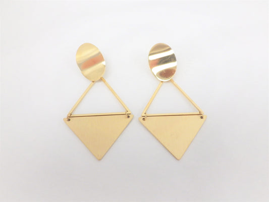 BO ovales et triangles or - Rouge inox