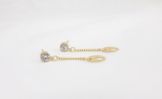 BO zircon chaîne et oval or - Rouge inox