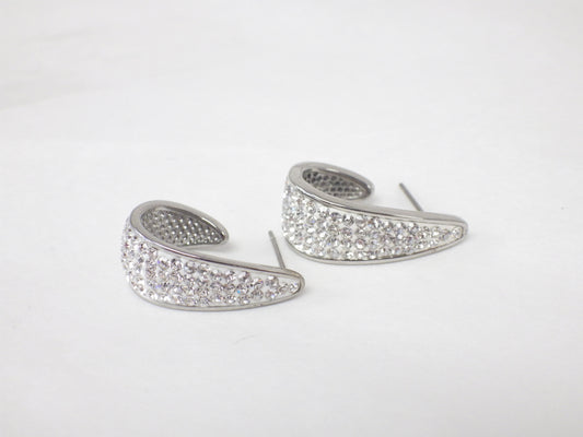 BO anneau courbé avec zircon argent - Rouge Inox