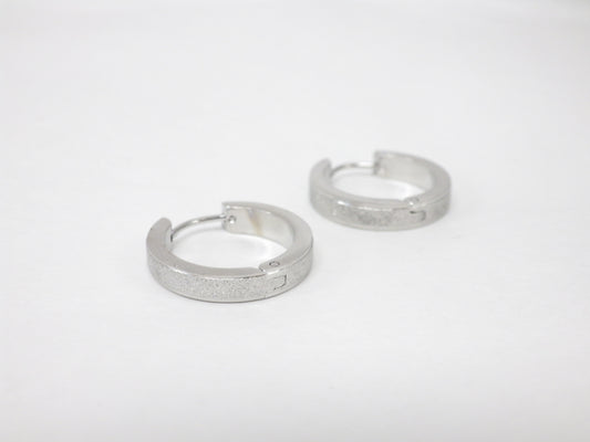 BO anneau plat paillette argent - Rouge Inox