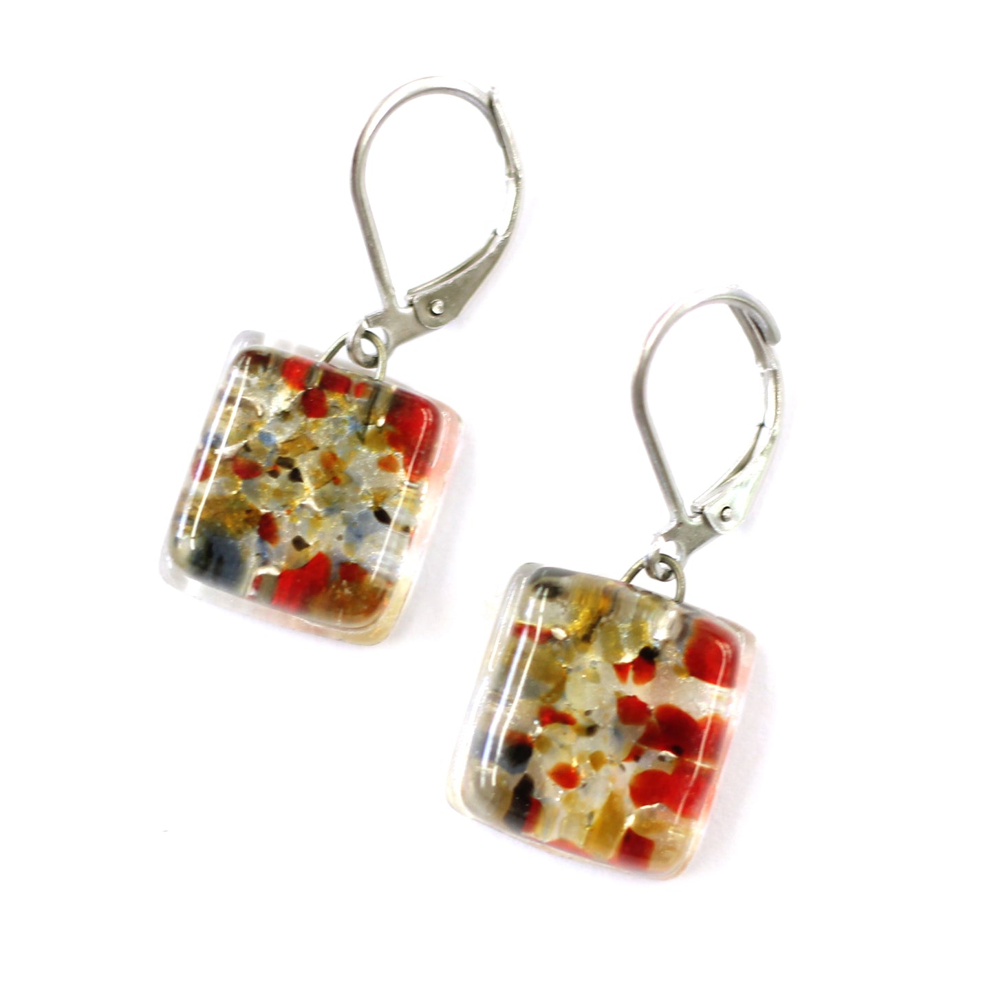 Boucles d'oreille Carré motifs - Créart (plusieurs couleurs disponibles)